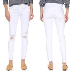 NWT L''AGENCE CHANTAL White Blanc Distressed Skinny Jeans Sz 24